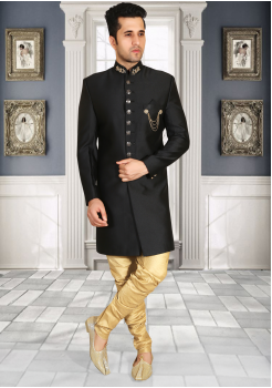 Black Color Designer Indo Western Sherwani